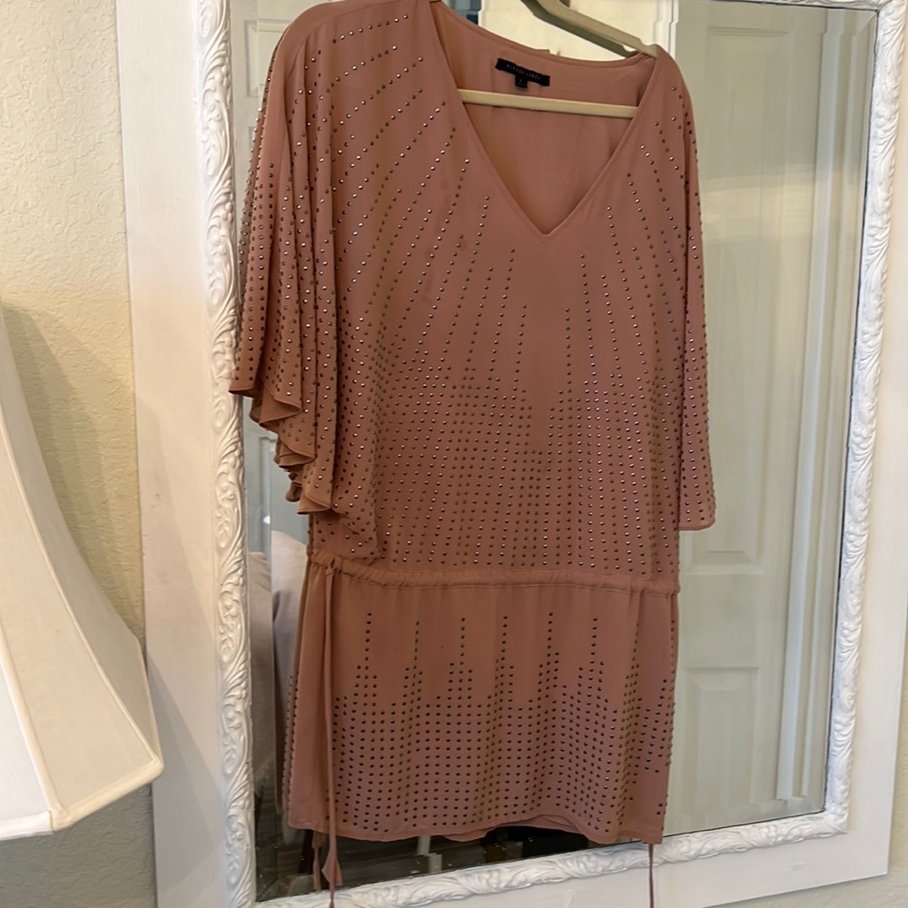 Taupe rose colored dress by Blaque Label size S with silver dot embellishments